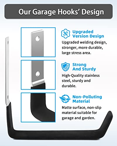 Garage Hooks Wall Mount (6 Pack Black Wall Mount Hooks)