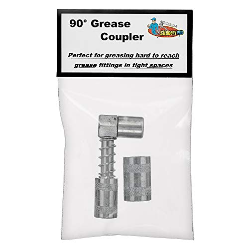 90 Degree Grease Coupler Snaps on to Grease Fittings in Tight Spaces (Standard Zerk Inlet)