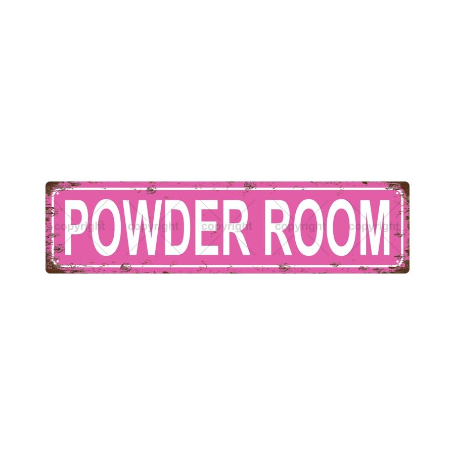 POWDER ROOM SPACE Metal Tin Street Sign Bar Cafe Garage Cave Home Room Wall Bathroom Farmhouse Garden Porch Patio Decor (POWDER ROOM)