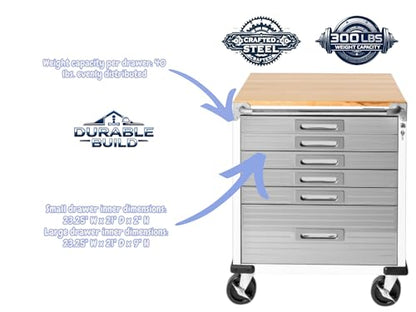 Heavy Duty Rolling Storage Cabinet with Wheels and Drawers (6 Drawer (28" W x 25" D x 34.5" H) / White)