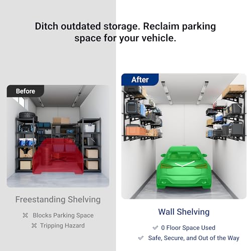 3 Tier 1x3ft Garage Storage Wall Shelving (Black / 1x3 ft)