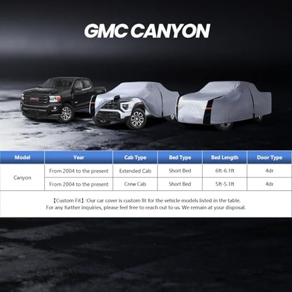 Canyon Truck Cover (W.Fit GMC Canyon(2004-2026)Extended/Crew Cab / White Truck Cover)