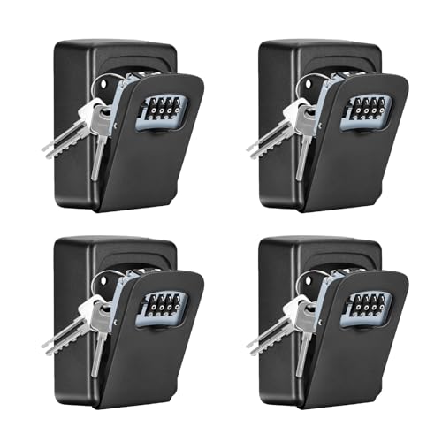 Key Lock Box Wall Mounted (Black / 4)