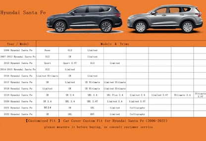 7 Layers Waterproof SUV Car Cover for Hyundai Santa Fe 2006 (PE-Black / Custom Fit Hyundai Santa Fe)