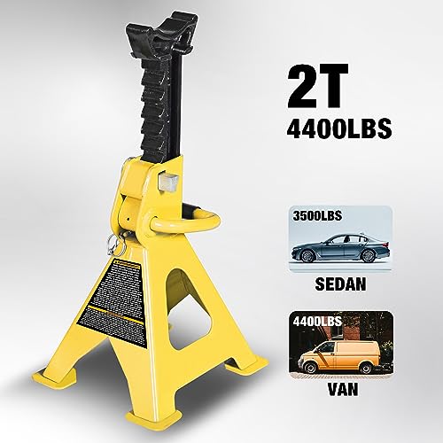 2 Ton Jack Stands with Double Locking and Large Foot Base for Lifting Car (yellow / 2 ton double locking and upgraded base)