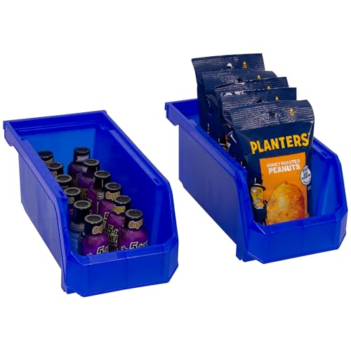Medium Stackable Plastic Storage Bins (Blue / Medium, 8-Pack)