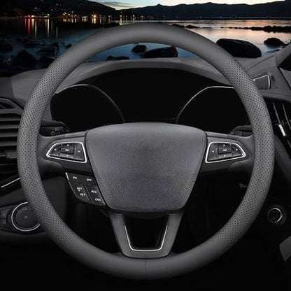 New Nappa Leather car Steering Wheel Cover (Black-2)
