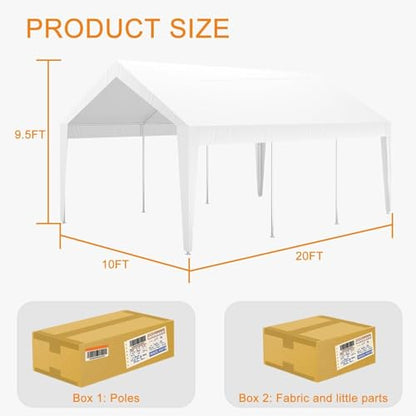 10x20ft Metal Carport with Leg Wrap (Gray / 10*20FT All-inclusive White)