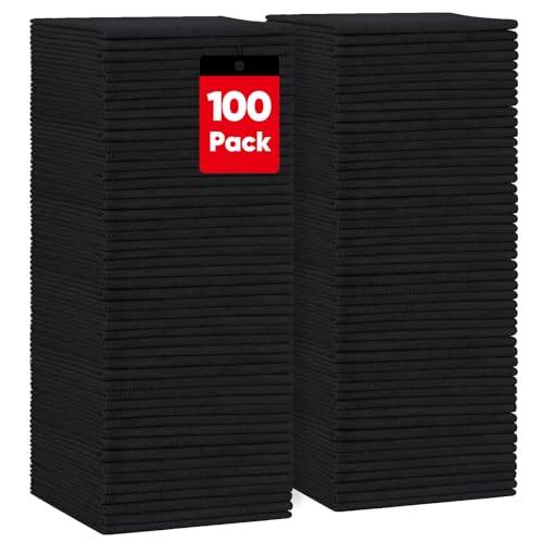 Black Microfiber Cleaning Cloth 100PK (Black / 11.5 x 11.5 Inch)