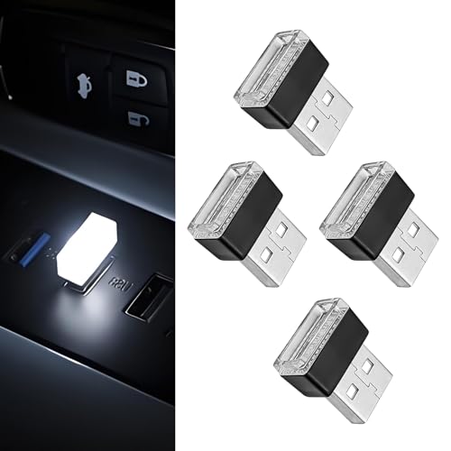 4 PCS USB LED Car Interior Ambient Lighting Kit (4pcs white)