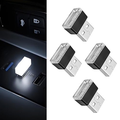 4 PCS USB LED Car Interior Ambient Lighting Kit (4pcs white)