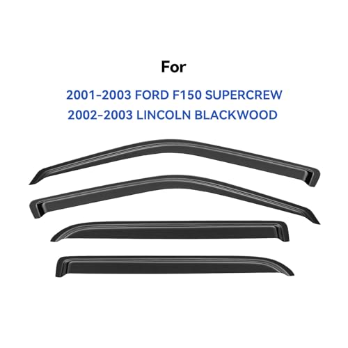 Window Visors Rain Guards for 2001 2002 2003 Ford F150 Crew (2001-2003 f150 SuperCrew)