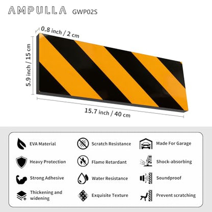 Garage Wall Protector Car Door Protectors Foam Wall Bumper Pad Yellow Black (2-Pack Black (Reflective))