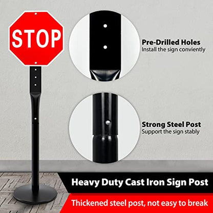 Heavy Duty Parking Sign Base Cast Iron 48" Parking Sign Post