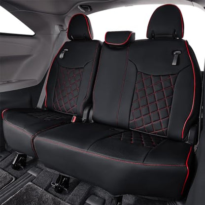 Sienna Seat Covers for 2011 (Leather(Black with Red Piping) / 2011-2020 8 Seats, 2nd Row 4/2/4 Split)