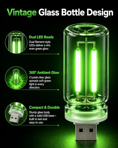 6 Pack USB Car Night Light (Green)