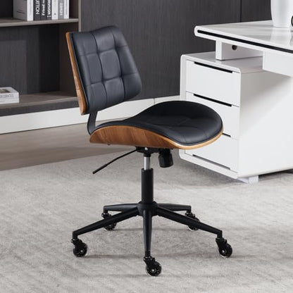 Home Office Desk Chair with Rubber Wheels (Black / Standard Style)