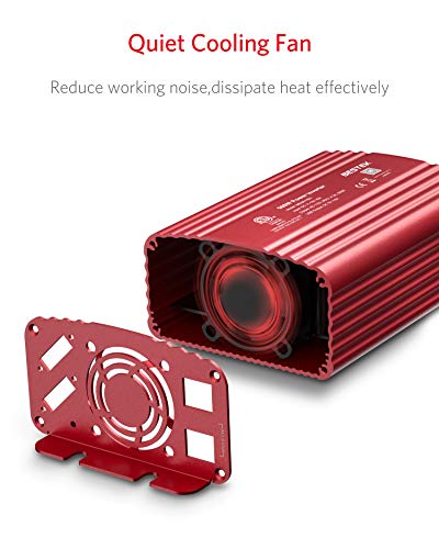 500W Power Inverter DC 12V to 110V AC Converter with Alligator Battery Clamp 4.8A Dual USB Car Charger ETL Listed (Red)