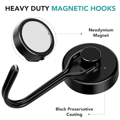 Magnetic Hooks (Black / 4Pack 80Lbs+)