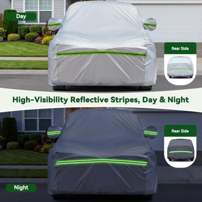 6 Layers Premium Hatchback Car Cover Waterproof All Weather Weatherproof UV Sun Protection Snow Dust Storm Resistant Outdoor Exterior Custom Form (Silver Car Cover / K18 - Hatchback -（Fits size To 173"）)