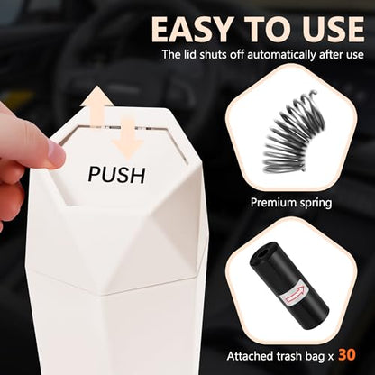 Car Trash Can with Lid (Beige-2Pcs)