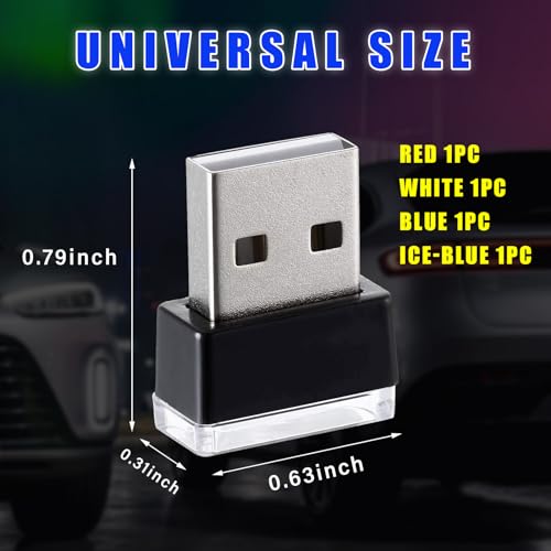 4 PCS USB LED Car Interior Atmosphere Lamp (White+Red+Blue+Ice Blue)