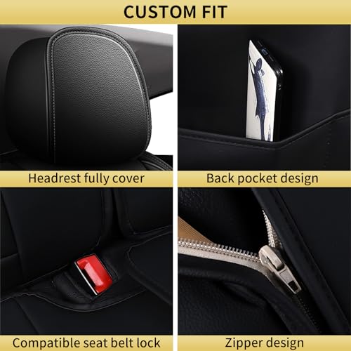 Custom Fit for Ford Ranger Seat Covers 2026 2025 (2 PCS Front #017 Black)