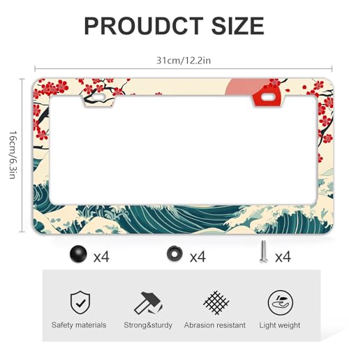 Waves Cherry Blossom License Plate Frames (Waves Cherry Blossom)