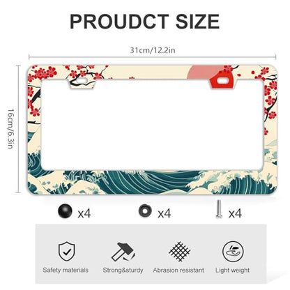 Waves Cherry Blossom License Plate Frames (Waves Cherry Blossom)