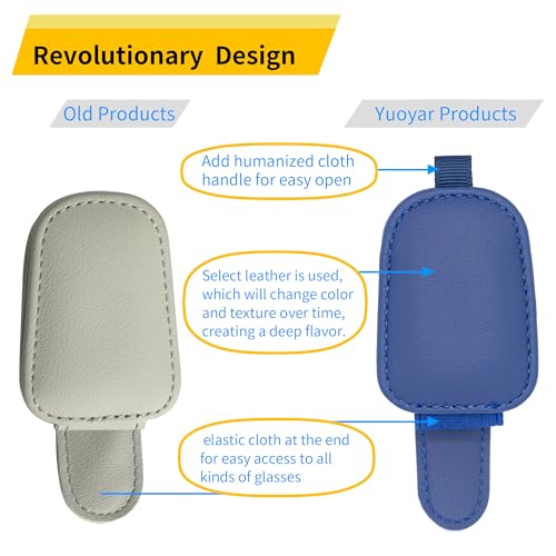 Magnetic Leather Sunglasses Holder for Car (Blue)
