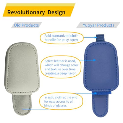 Magnetic Leather Sunglasses Holder for Car (Blue)