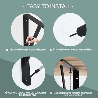 24 Pack L8 x H 6" Black Heavy Duty Shelf Brackets with Screws Metal Shelf Brackets Shelf Support Angle Brackets for Shelves L Brackets Heavy Duty Floating Shelf (24 Pack-Black / 8''x6'')