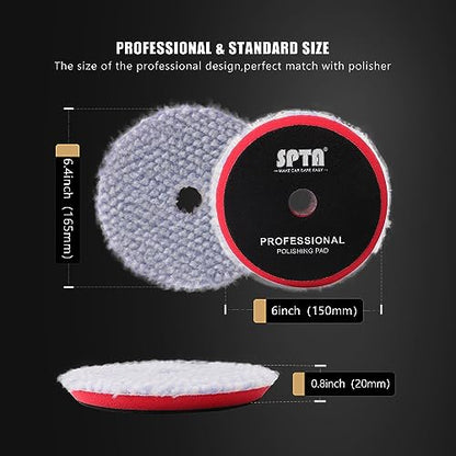 Wool Polishing Pad (2Pcs 6Inch Light Blue Coarse Wool Pad / 6 Inch (150mm))