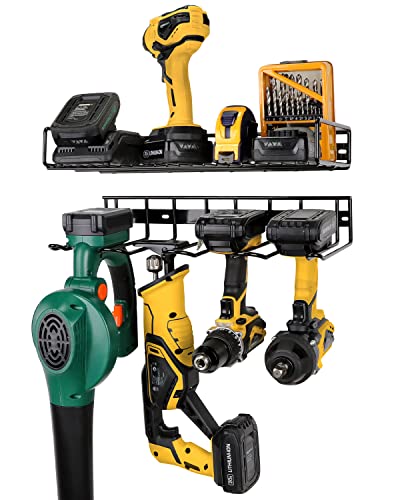 Wall Mounted Power Tool Organizer Holder (Drill Rack & Tool Shelf)