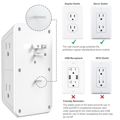 Outlet Extender Surge Protector (White)
