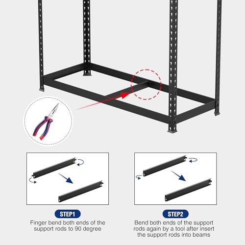 Shelving with MDF Board (Black / 27.4"W x 11.7"D x 60"H)