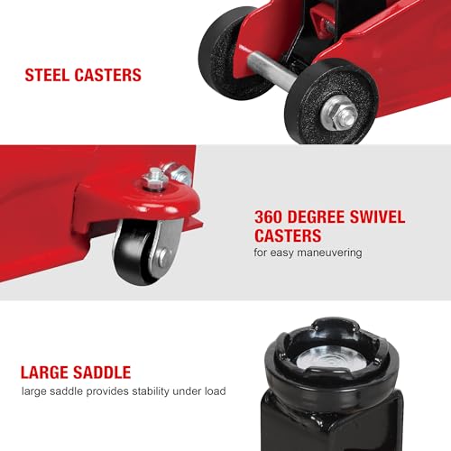 TAM82012 1 Torin Low Profile Hydraulic Trolley Service (Red / Standard With Case / 2 Ton)