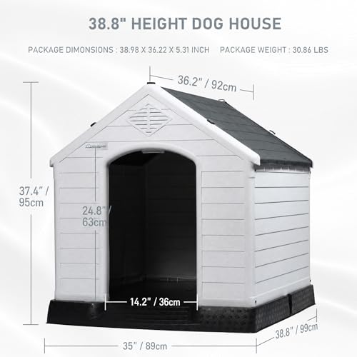 Large Dog House (Gray / 38.8"L x 35"W x 37.4"H)