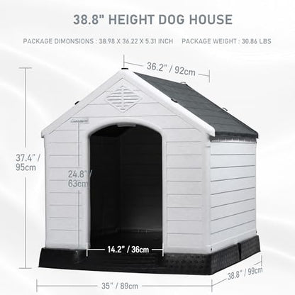 Large Dog House (Gray / 38.8"L x 35"W x 37.4"H)