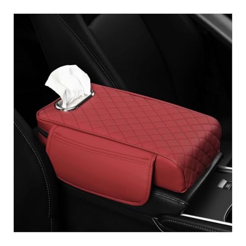 Memory Foam Car Armrest Cushion 2025 New Car Center Console Cushion Pad Car Truck Armrest Cover Auto Center Console Lid Center Armrest Cover Car Console Armrest Organizer Storage (Red)