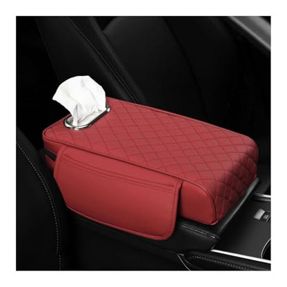 Memory Foam Car Armrest Cushion 2025 New Car Center Console Cushion Pad Car Truck Armrest Cover Auto Center Console Lid Center Armrest Cover Car Console Armrest Organizer Storage (Red)
