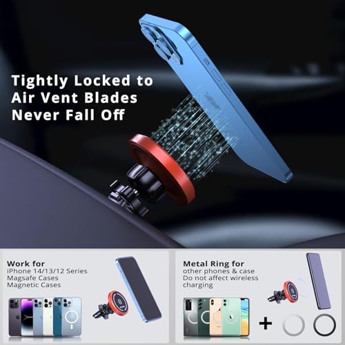 for MagSafe Car Mount Charger iPhone Wireless Car Charger (15W Red)