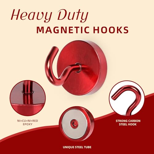 Magnetic Hooks Steel Tube Design for Cruise (Red / 130lb Magnetic Hooks)