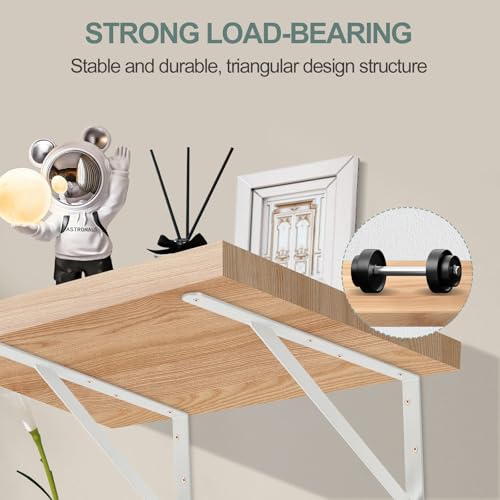 8 Pack L16 x H 10" White Heavy Duty Shelf Brackets with Screws Metal Shelf Brackets Shelf Support Angle Brackets for Shelves L Brackets Heavy Duty Floating Shelf (8 Pack-White / 16''x10'')