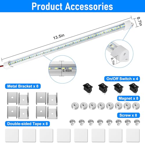 4PCS 12V LED Interior Light Bar (DIY Switch)