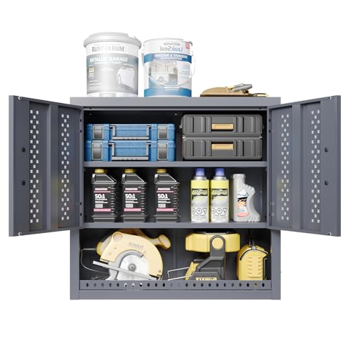 Metal Wall Storage Cabinet with Adjustable Shelf Steel Wall Mounted Garage Storage Cabinet with Doors for Basement Utility Room Warehouse Kitchen (H30.3")