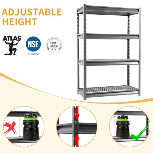 The Atlas 48" W Heavy Duty Garage Shelving Unit Load 12000 Lbs (Grey / 48”W x 24”D x 72”H, 12000lbs)