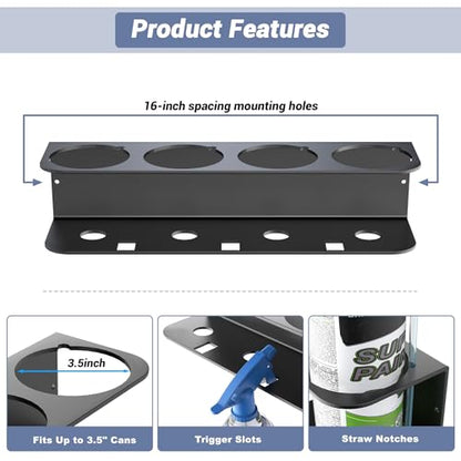 Spray Bottle Holder Wall Mount (Holds 8 Cans)