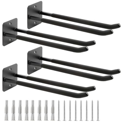 4 Pack Steel Wall Mount Double Garage Storage Hooks (4pc Upgraded Square tube hooks -14")