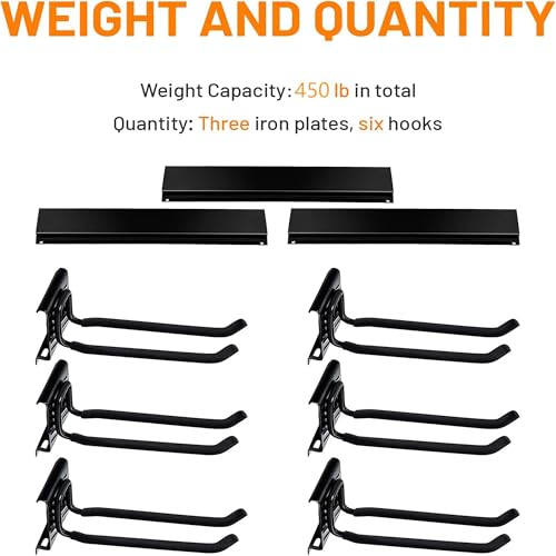 Garage Storage Organization Wall Mount Folding Chair Hangers (6Hooks+3Panels)